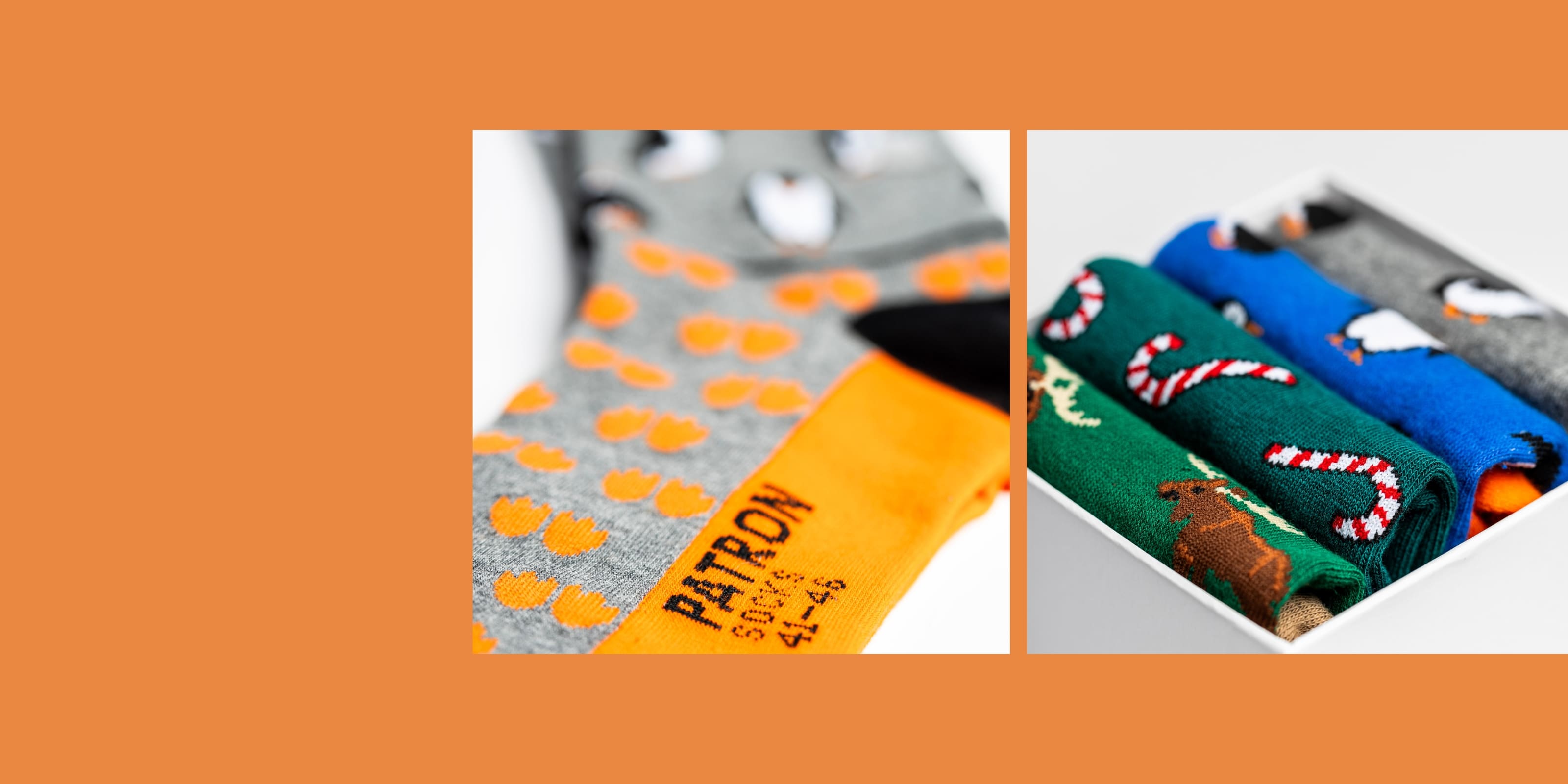 Geschenkbox mit bunten und lustigen Socken von PATRON SOCKS