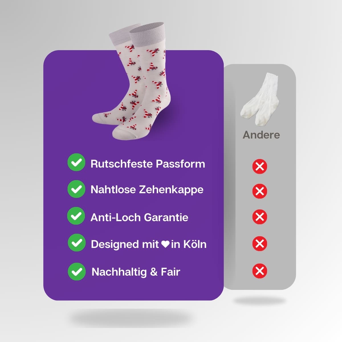 Vergleich der Flugzeug Socken von PATRON SOCKS mit Socken anderer Marken