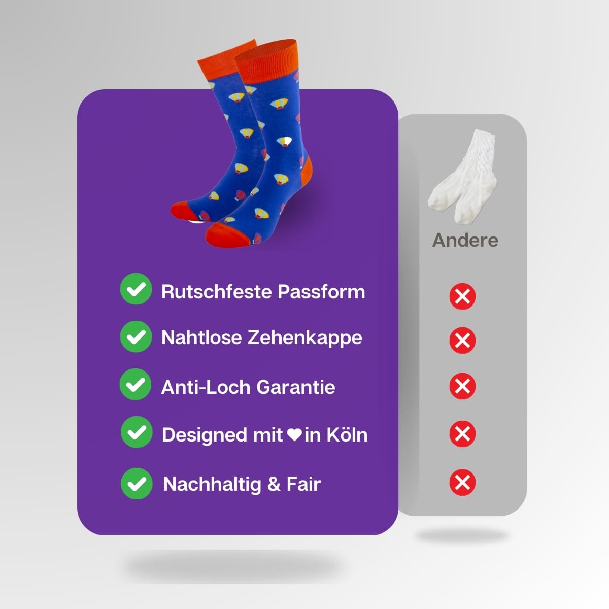 Vergleich der Heißluftballon Socken von PATRON SOCKS mit Socken anderer Marken