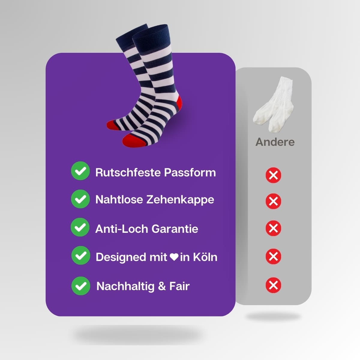 Vergleich der Streifen Socken von PATRON SOCKS mit Socken anderer Marken