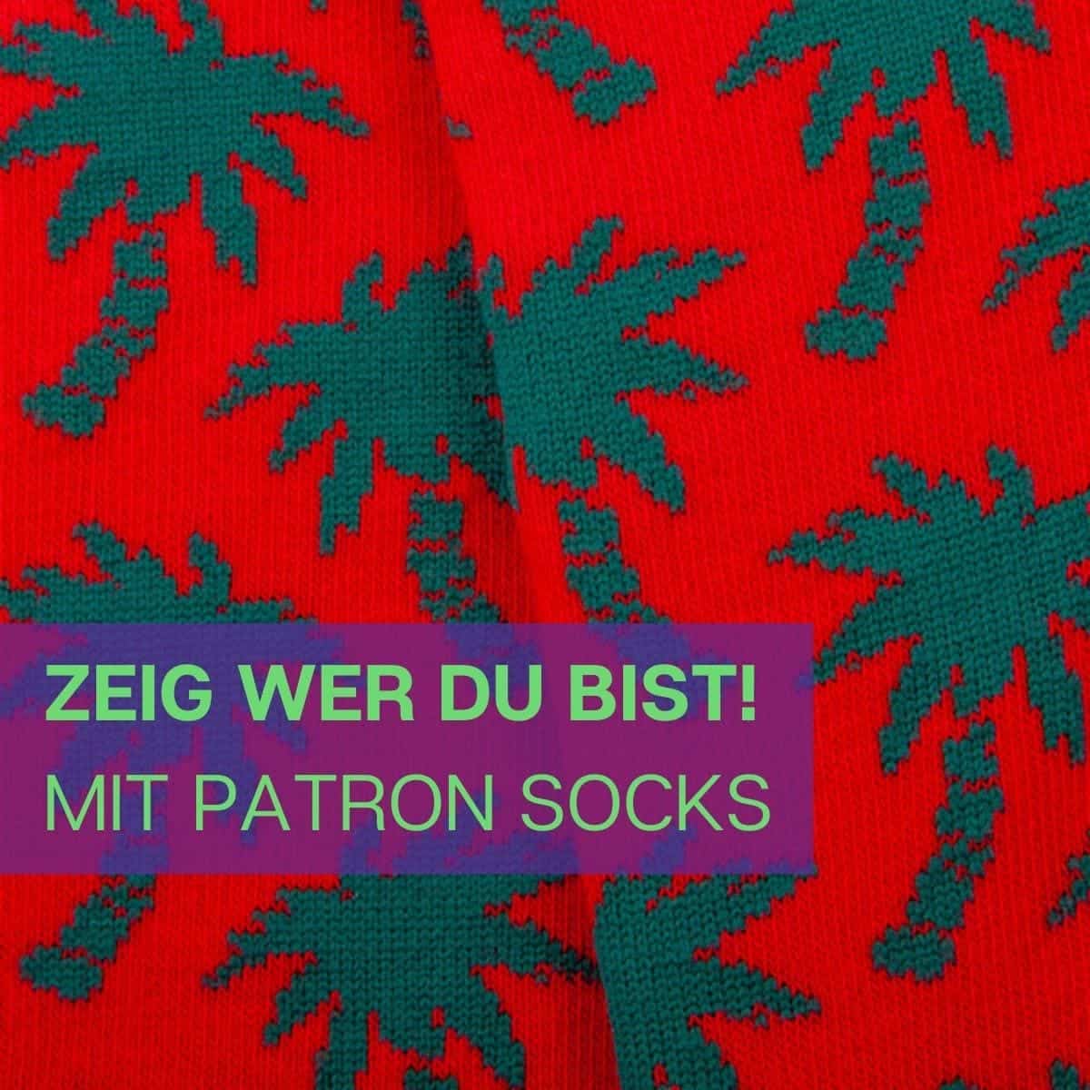 Nahaufnahme des ausgefallenen Designs der Palmen Socken von PATRON SOCKS