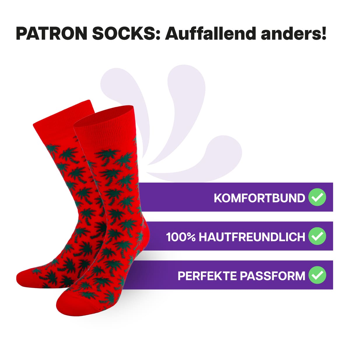 Hautfreundliche Palmen Socken von PATRON SOCKS mit Komfortbund. Sehr gute Passform!