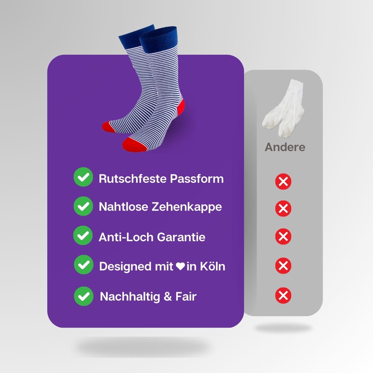Vergleich der Ringel Socken von PATRON SOCKS mit Socken anderer Marken