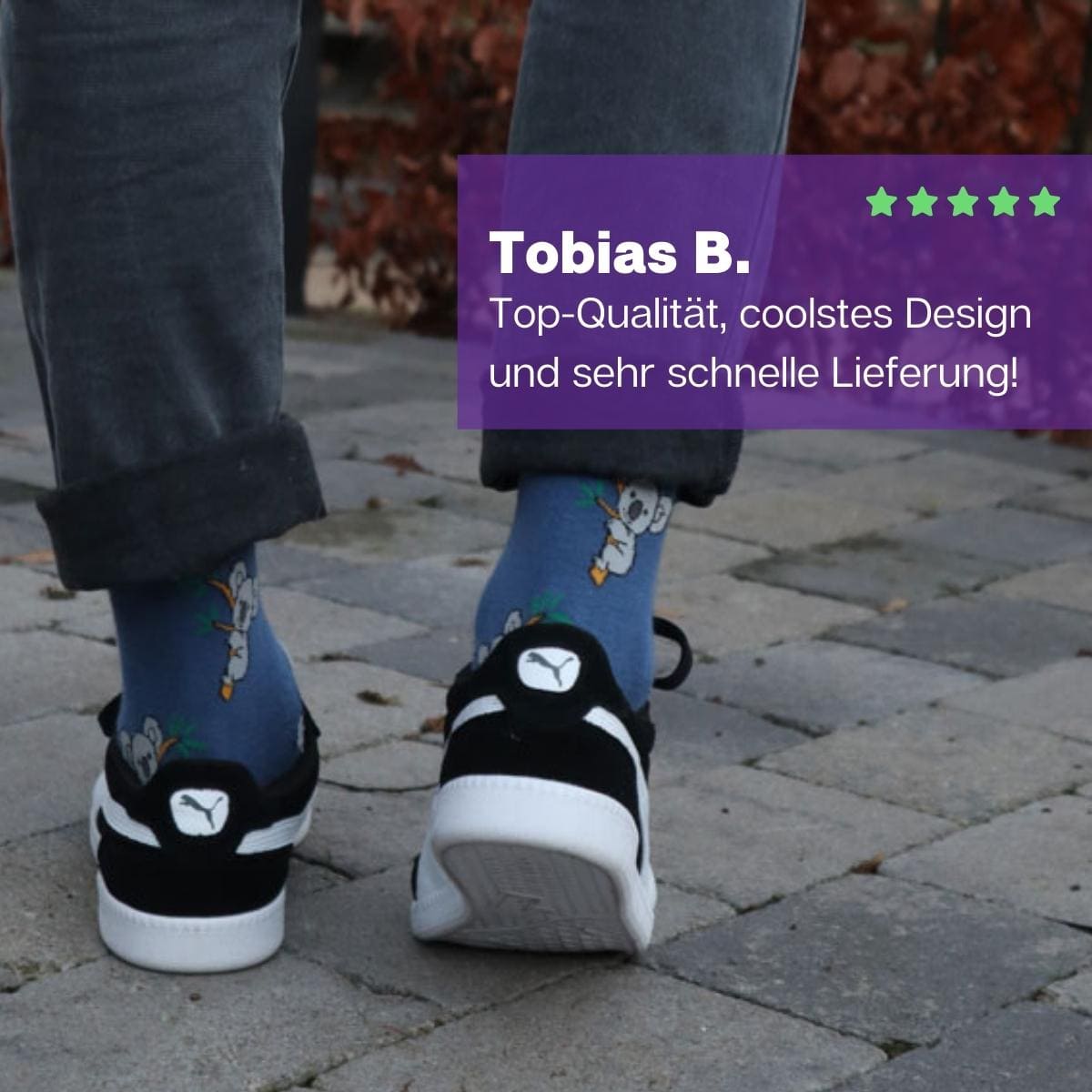 Koala Socken von PATRON SOCKS mit Puma Schuhen