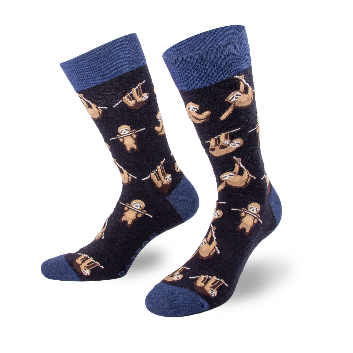 Hinreißende dunkelblaue Socken mit süßem Faultier Motiv von PATRON SOCKS