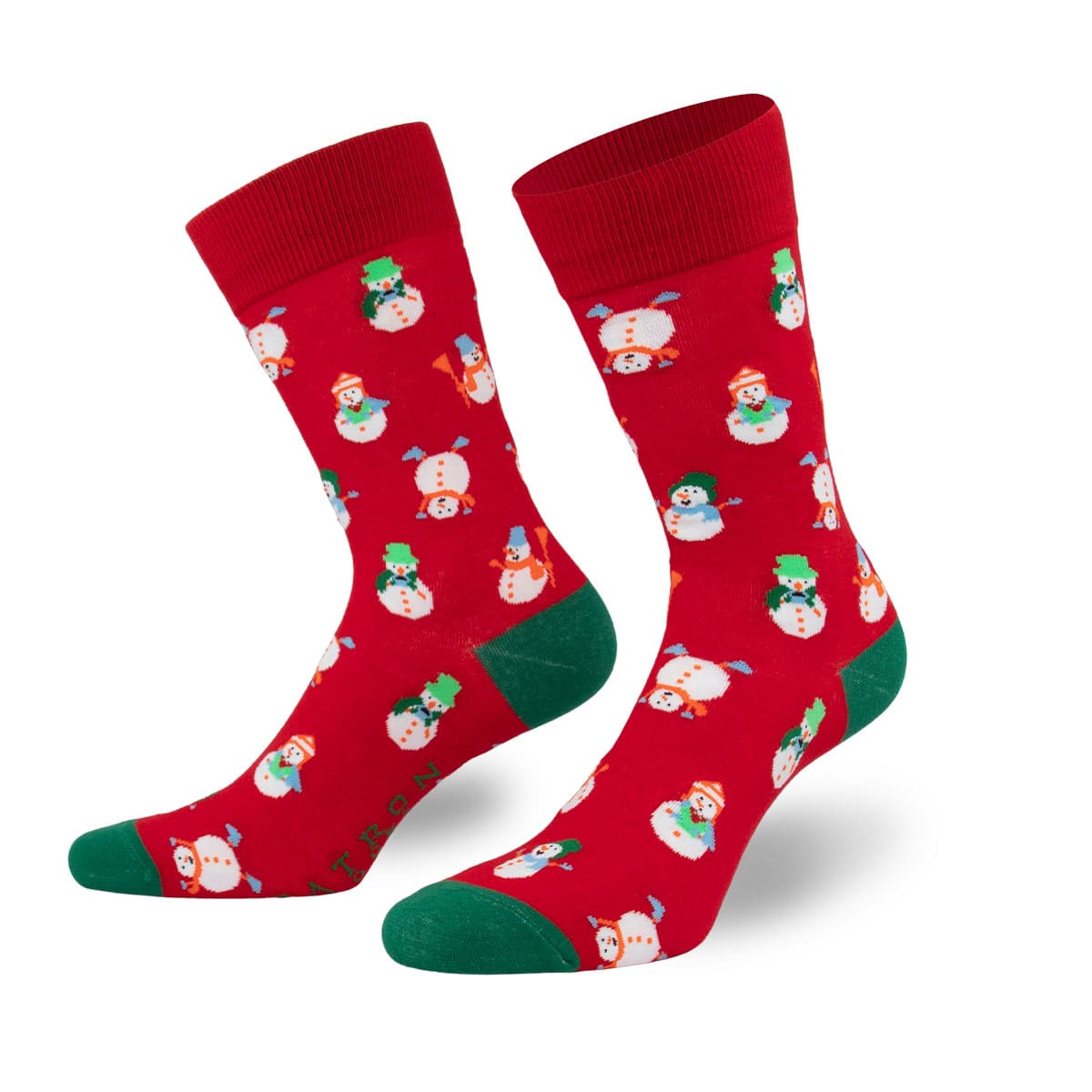 Knallrote Socken mit einzigartigem Schneemann Motiv von PATRON SOCKS
