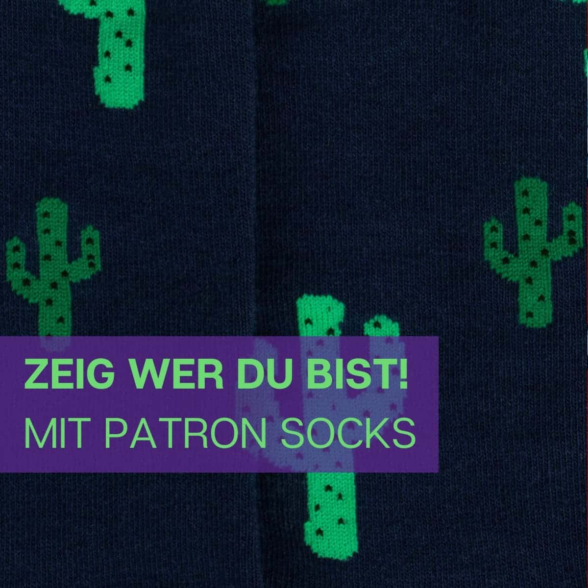 Nahaufnahme des erstklasssigen Designs der Kaktus Socken von PATRON SOCKS