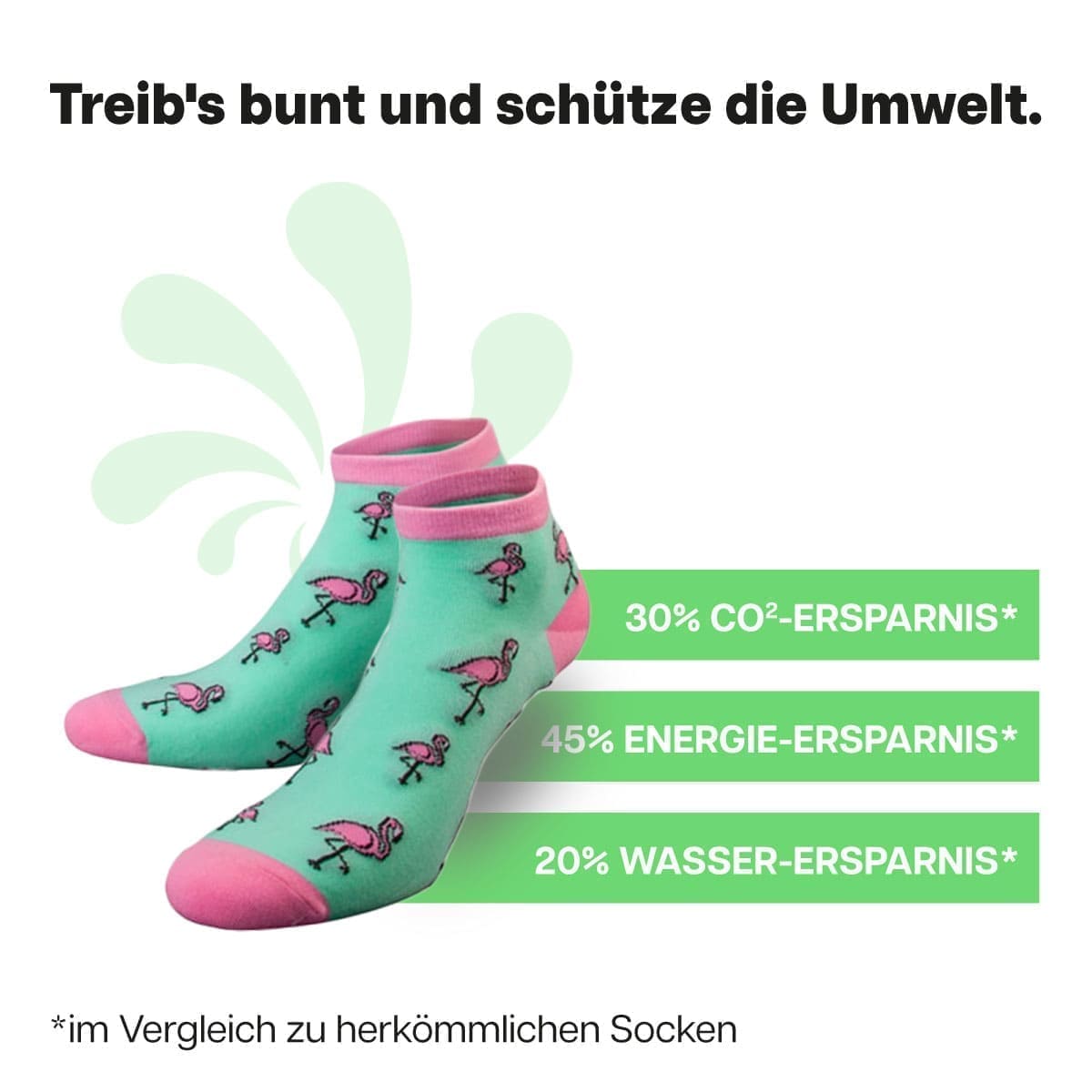 Nachhaltige grüne Sneaker Socken mit Flamingo Motiv von PATRON SOCKS