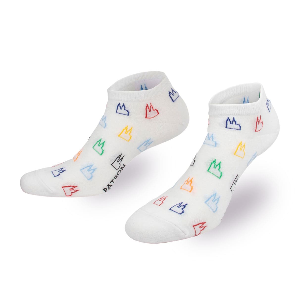 Rutschfeste weiße Kölner Dom Sneaker Socken von PATRON SOCKS