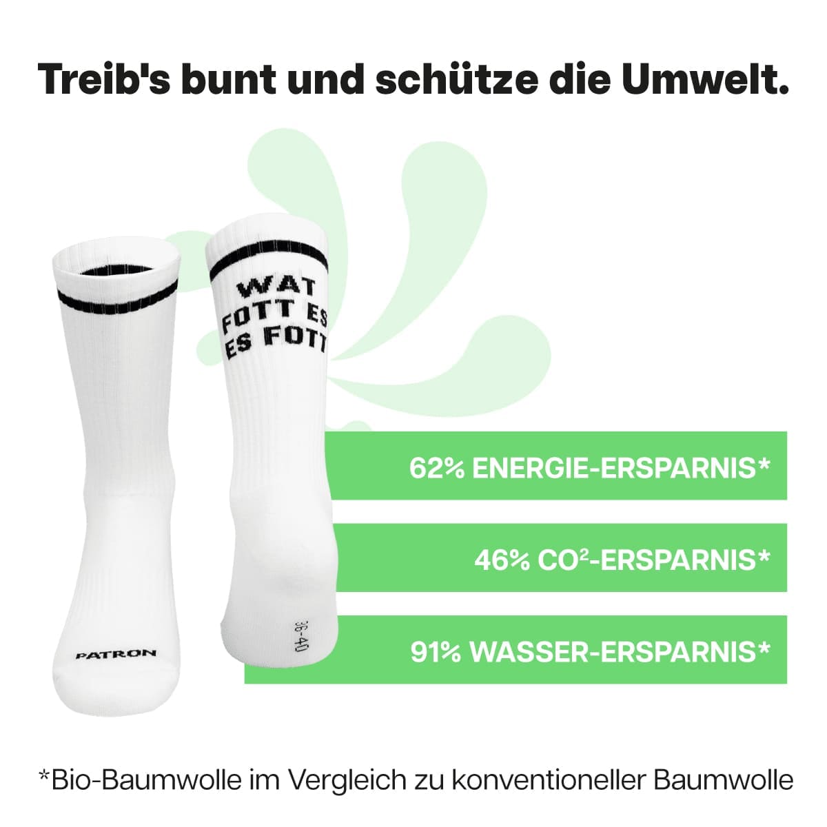 Nachhaltige weiße Sportsocken von PATRON SOCKS