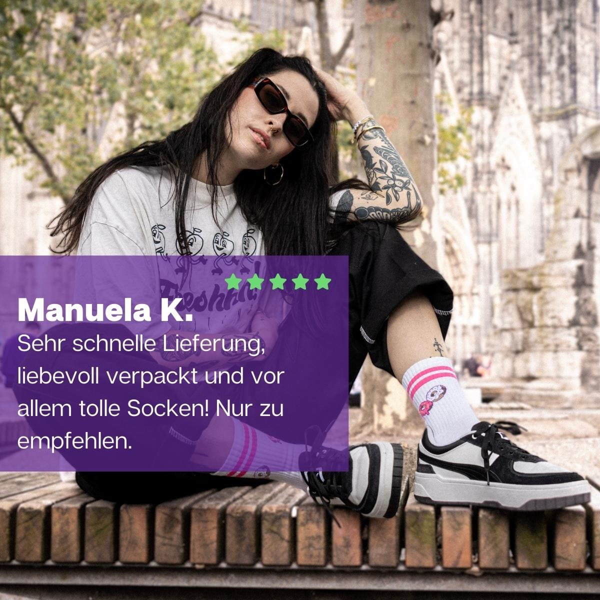 Halbhohe Sportsocke mit coolem Donut Motiv von PATRON SOCKS