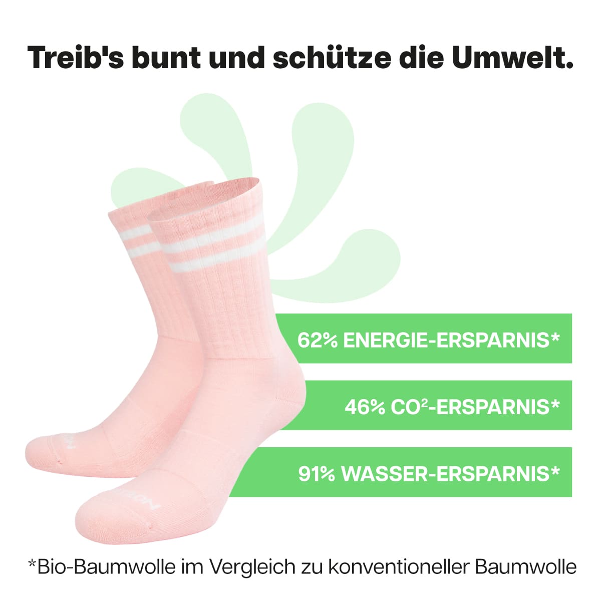 Nachhaltige apricot Sportsocken mit weißen Streifen von PATRON SOCKS