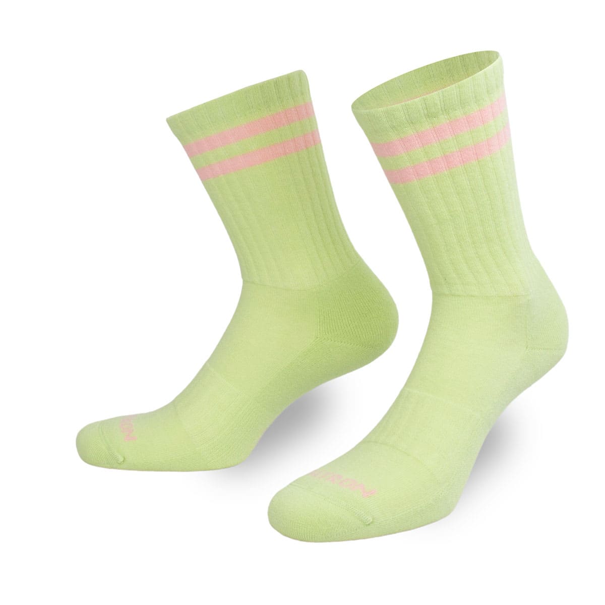 Multifunktionale grüne Sportsocke mit zwei rosa Streifen von PATRON SOCKS