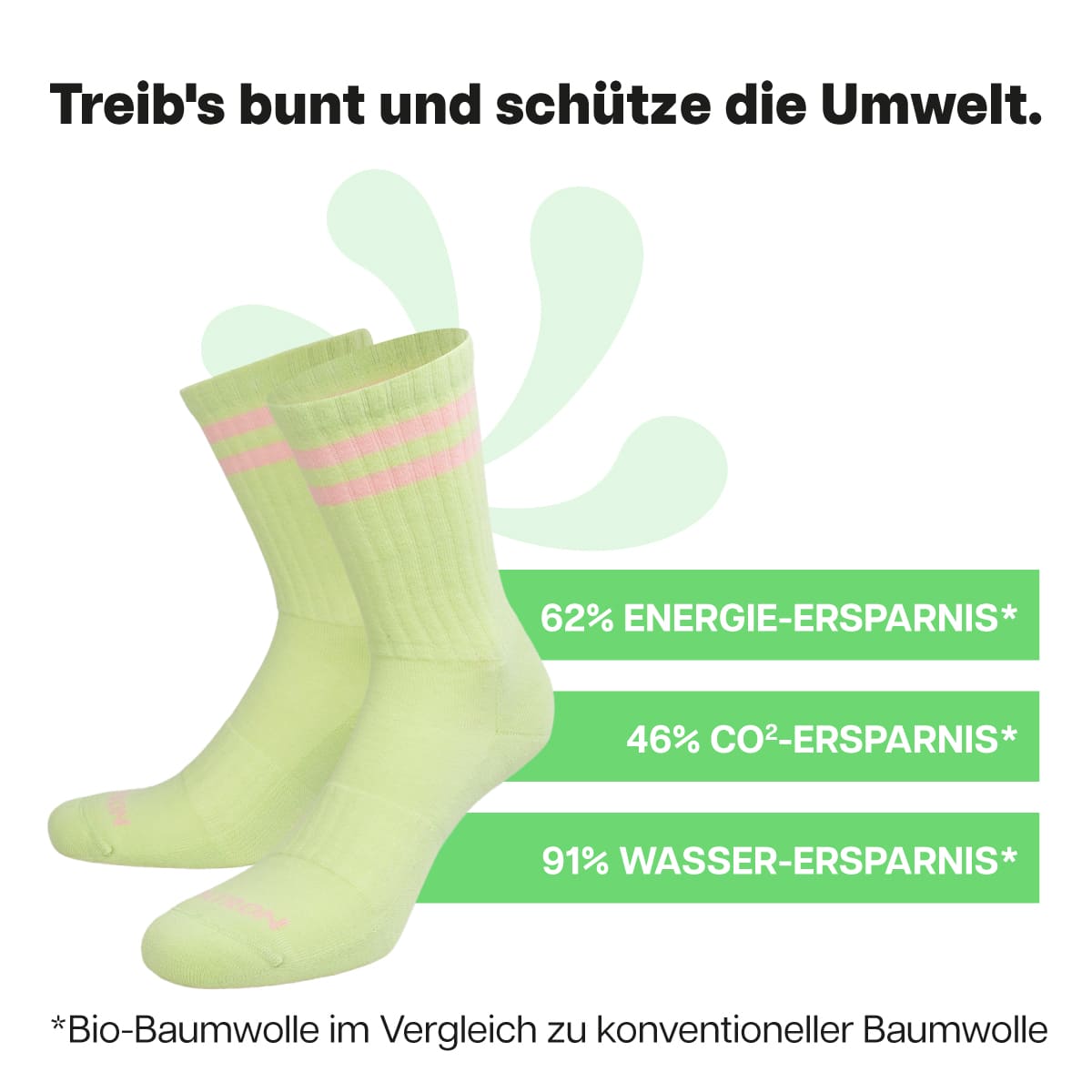 Nachhaltige grüne Sportsocken mit rosa Streifen von PATRON SOCKS
