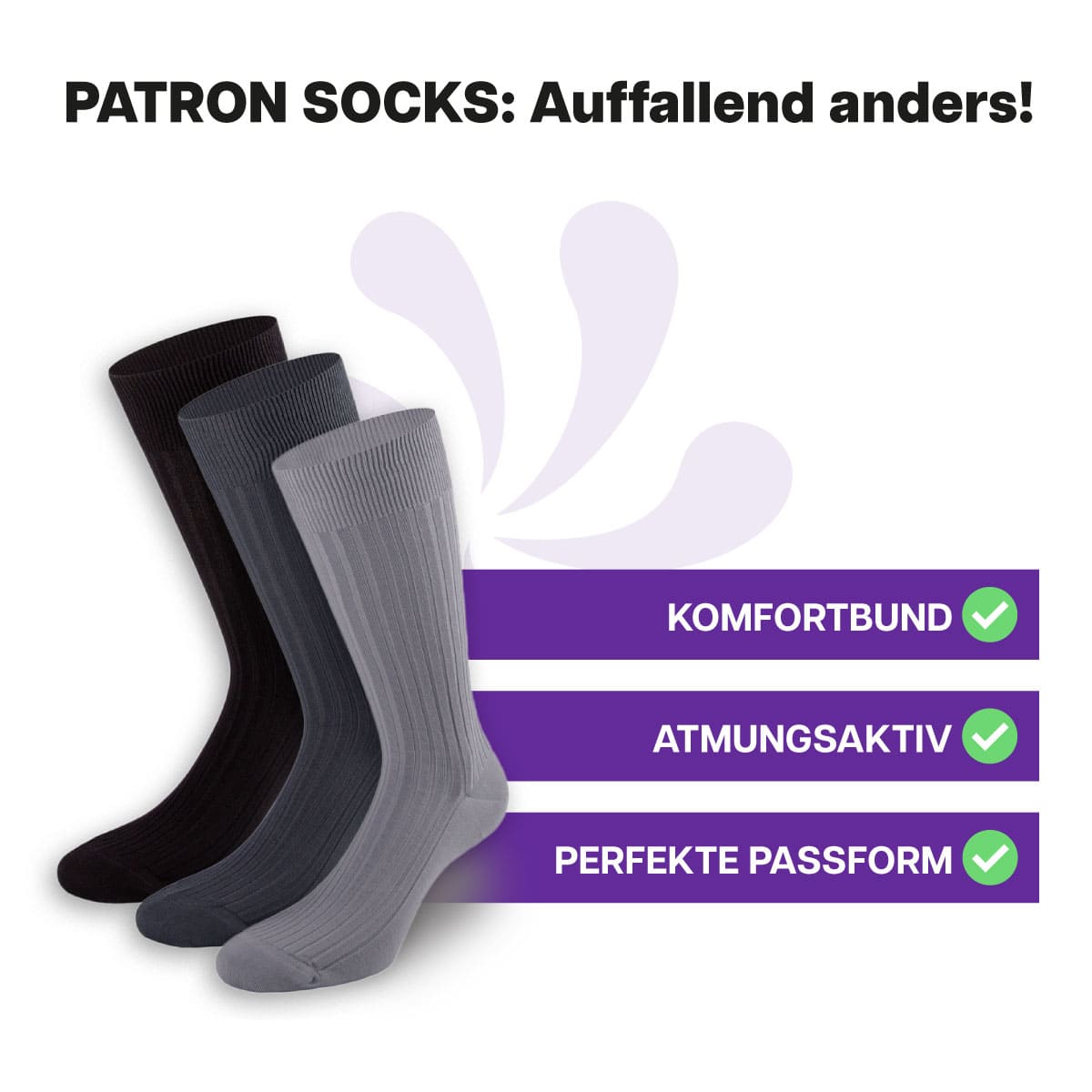 3 Paar hautfreundliche, mehrfarbige Socken in Geschenkbox von PATRON SOCKS mit Komfortbund. Sehr gute Passform!