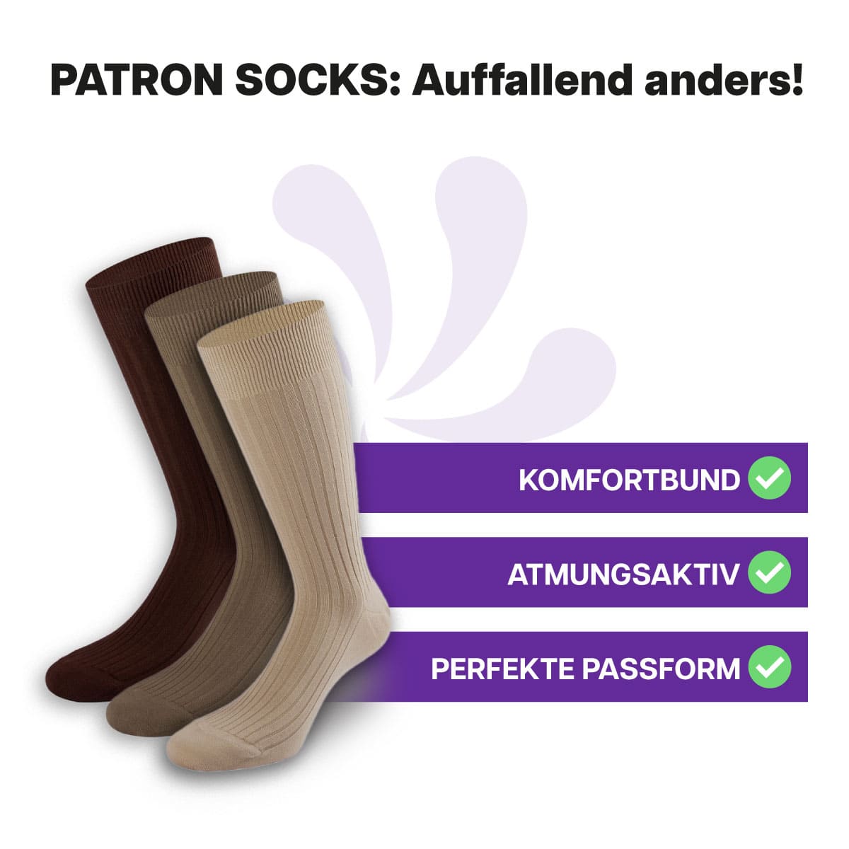 3 Paar hautfreundliche, mehrfarbige Socken in Geschenkbox von PATRON SOCKS mit Komfortbund. Sehr gute Passform!