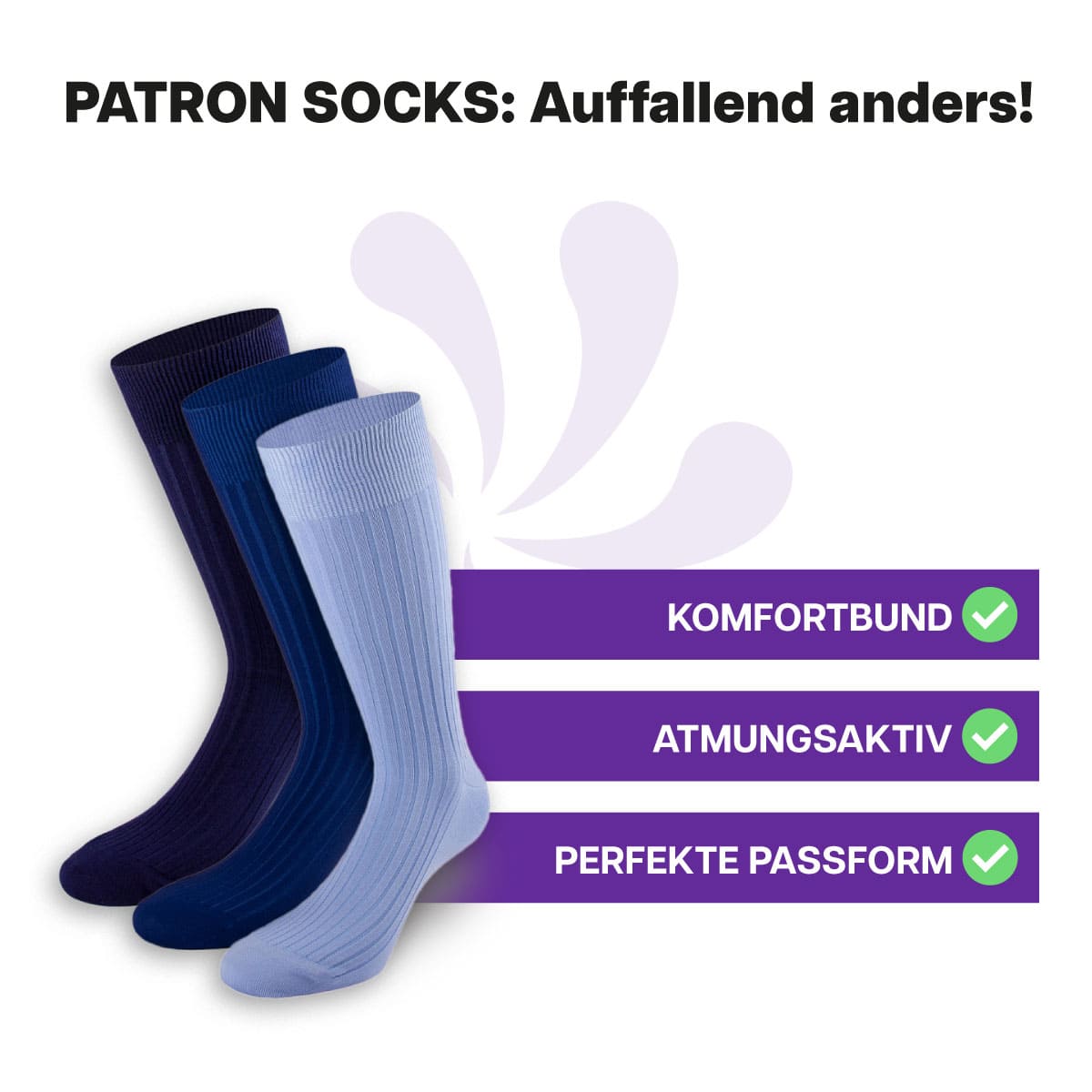 3 Paar hautfreundliche, mehrfarbige Socken in Geschenkbox von PATRON SOCKS mit Komfortbund. Sehr gute Passform!