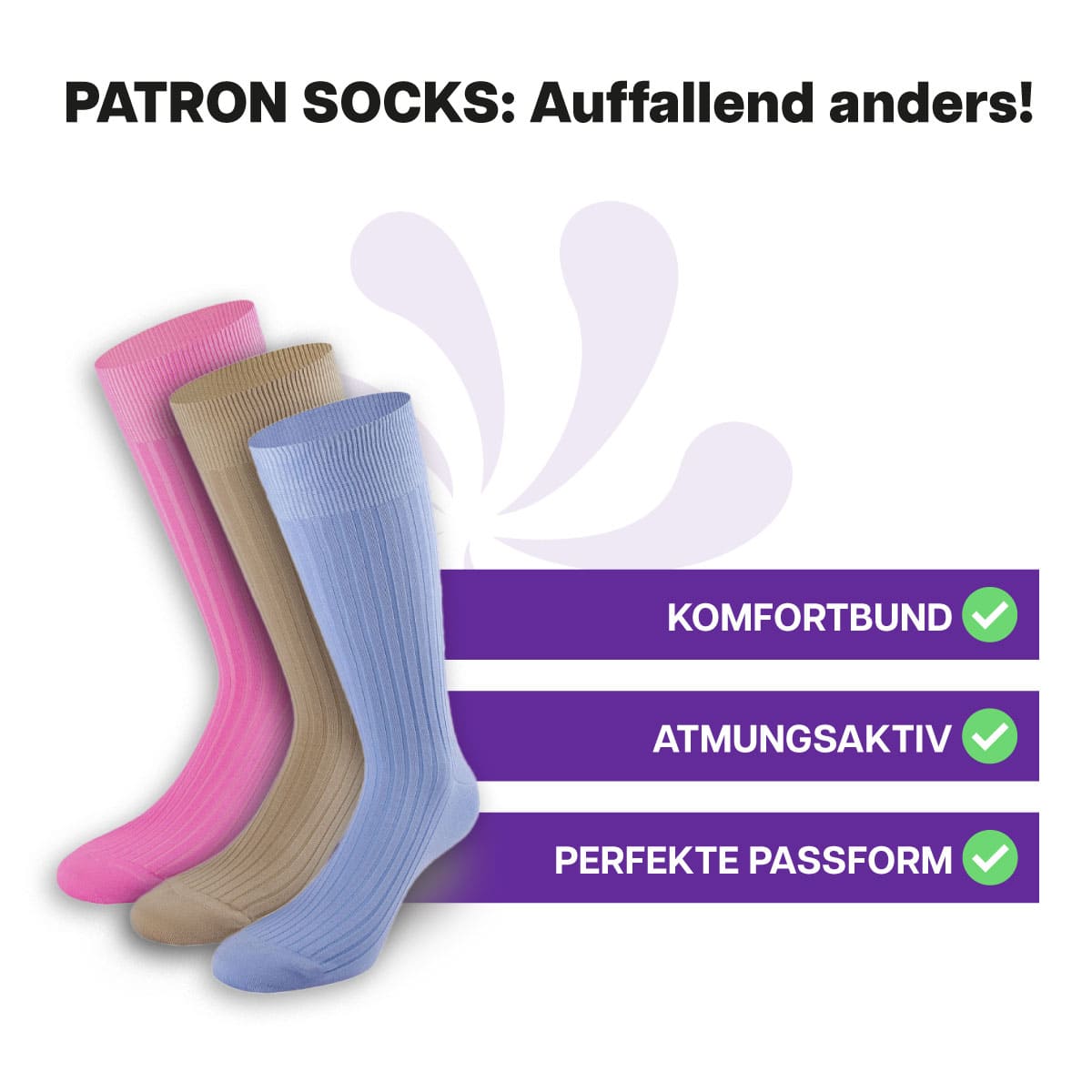 3 Paar hautfreundliche, mehrfarbige Socken in Geschenkbox von PATRON SOCKS mit Komfortbund. Sehr gute Passform!