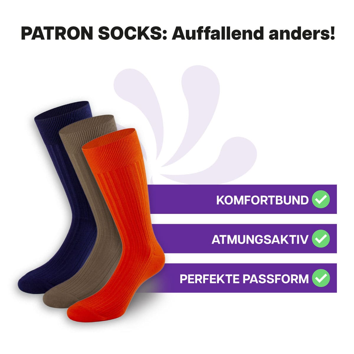 3 Paar hautfreundliche, mehrfarbige Socken in Geschenkbox von PATRON SOCKS mit Komfortbund. Sehr gute Passform!
