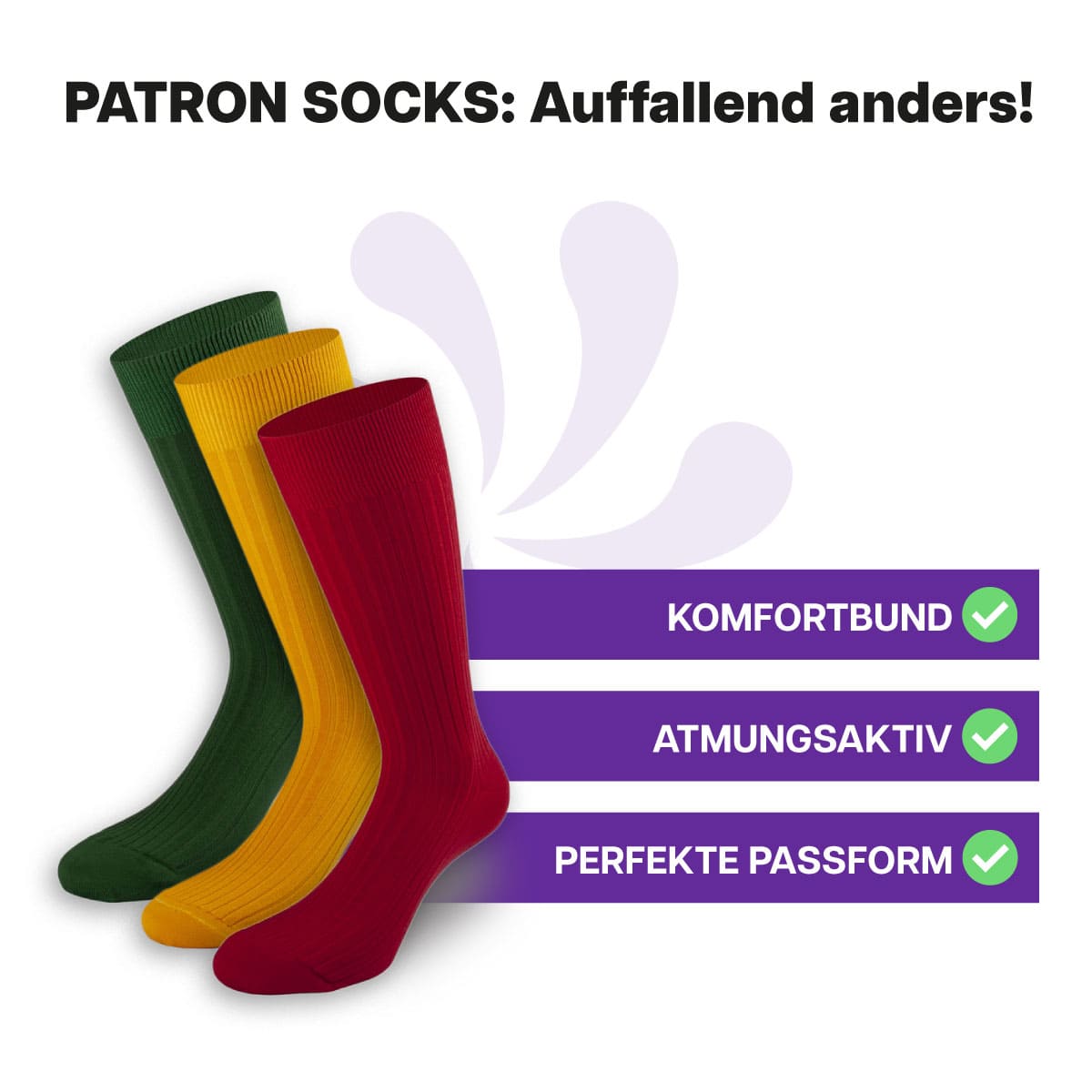 3 Paar hautfreundliche, mehrfarbige Socken in Geschenkbox von PATRON SOCKS mit Komfortbund. Sehr gute Passform!