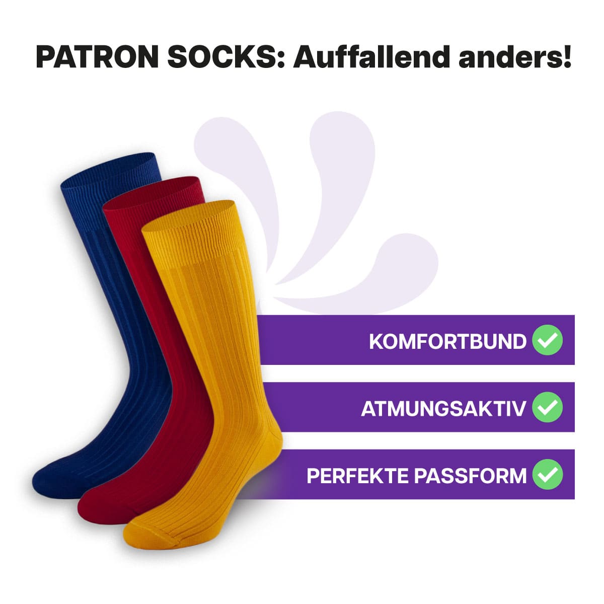 3 Paar hautfreundliche, mehrfarbige Socken in Geschenkbox von PATRON SOCKS mit Komfortbund. Sehr gute Passform!