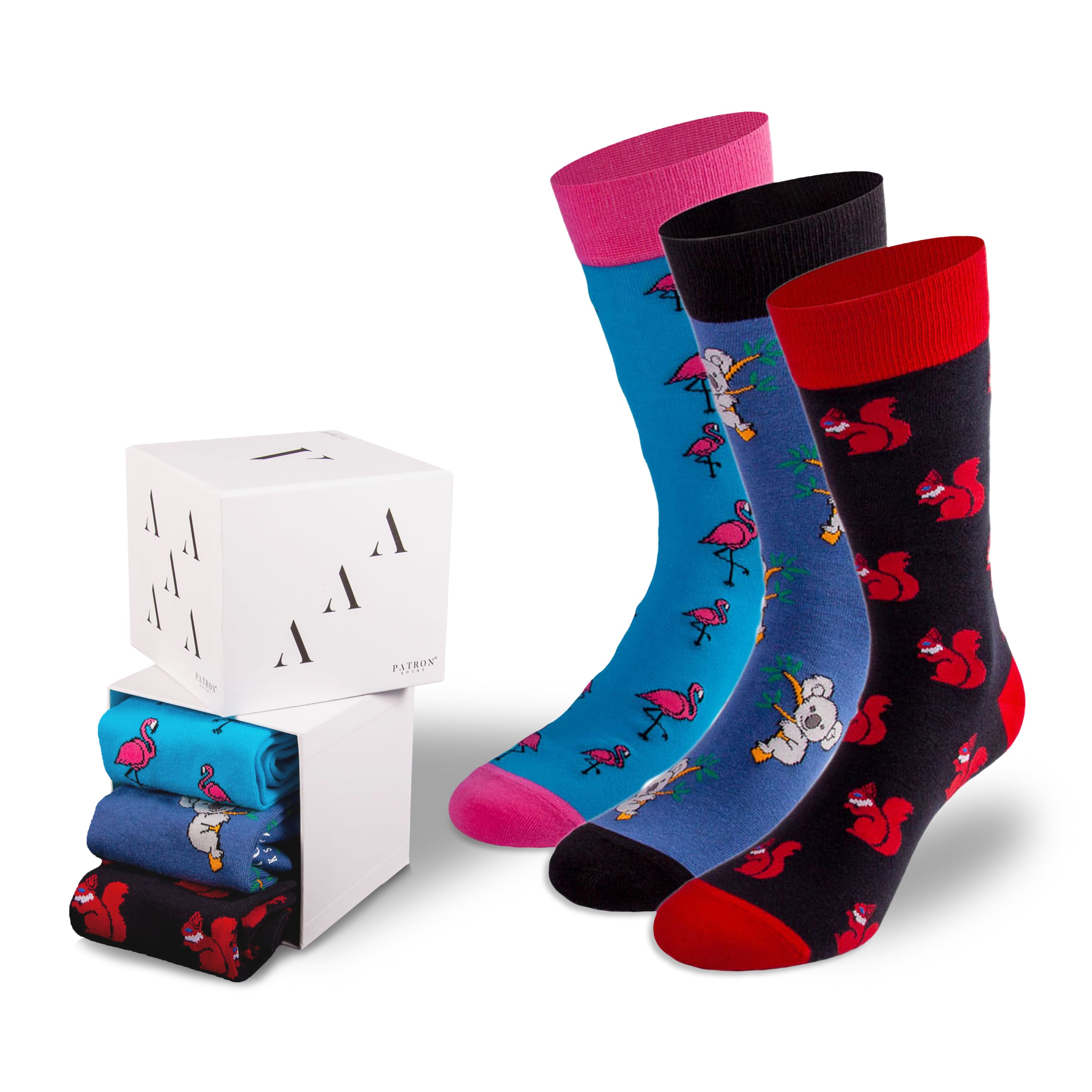 3 Paar Tiersocken in in der Geschenkbox von PATRON SOCKS
