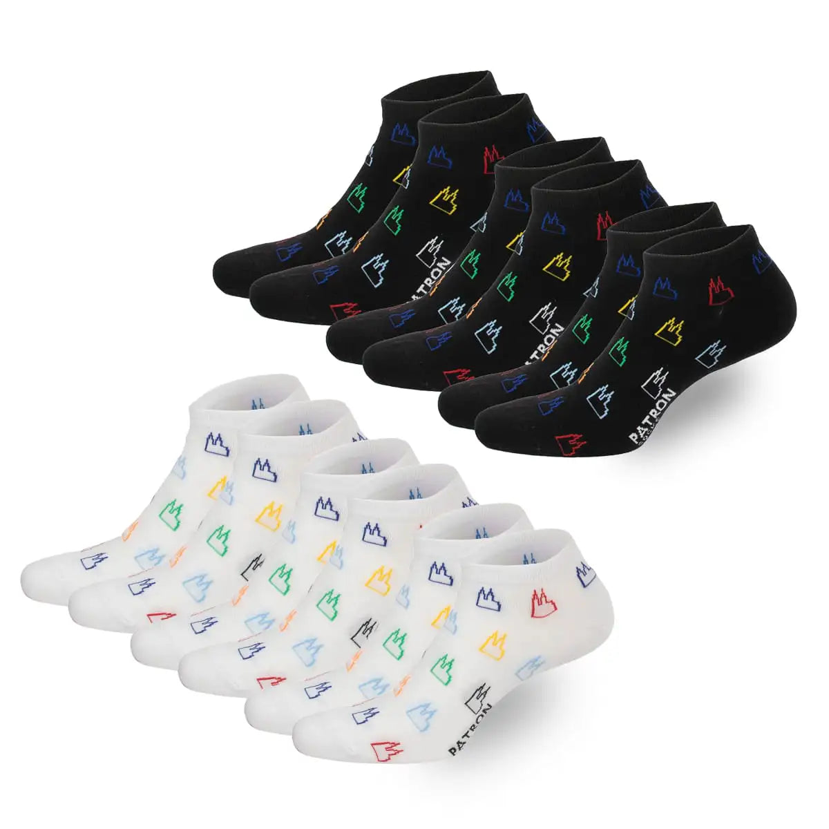 6er Pack Dom Sneaker Socken Schwarz + Weiß
