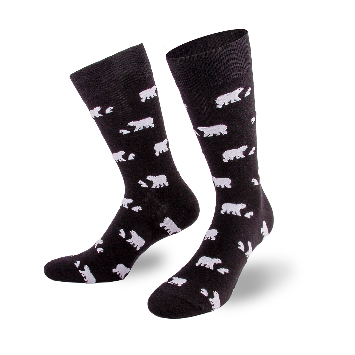 Exklusive schwarze Socken mit weißen Eisbären von PATRON SOCKS
