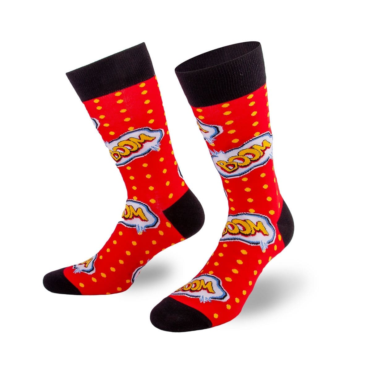 Knallig rote Socken mit Boom Aufschrift von PATRON SOCKS