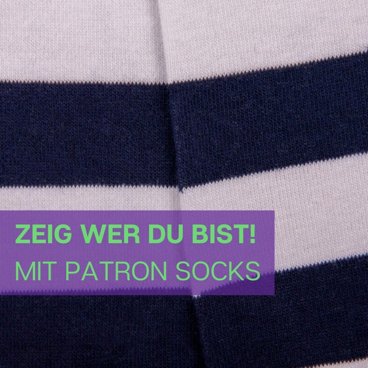 Nahaufnahme der fantastischen Streifensocken von PATRON SOCKS