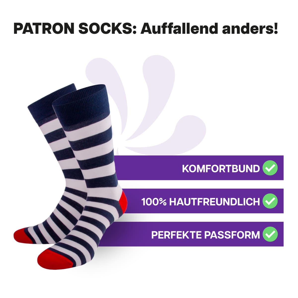 Hautfreundliche Streifen Socken von PATRON SOCKS mit Komfortbund. Sehr gute Passform!