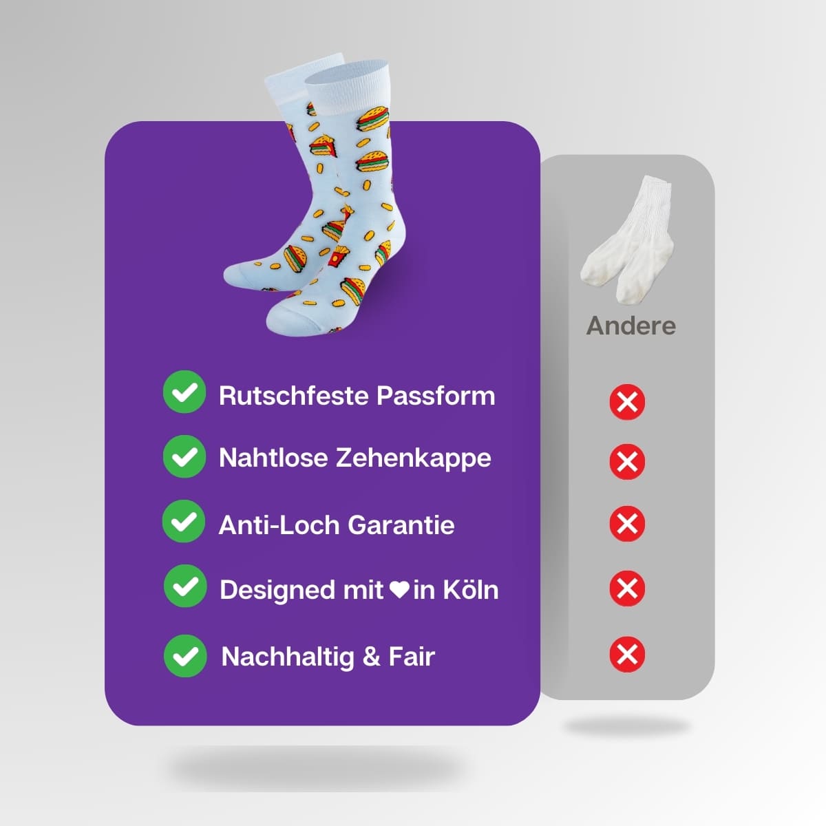 Vergleich der Hamburger Socken von PATRON SOCKS mit Socken anderer Marken

