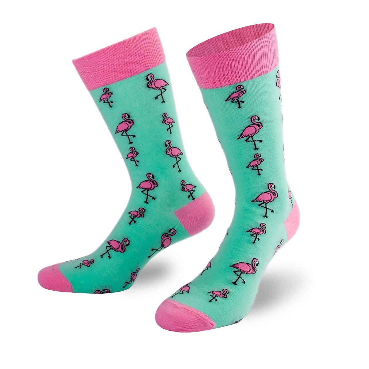Witzige grüne Socken mit pinken Flamingo Motiven PATRON SOCKS