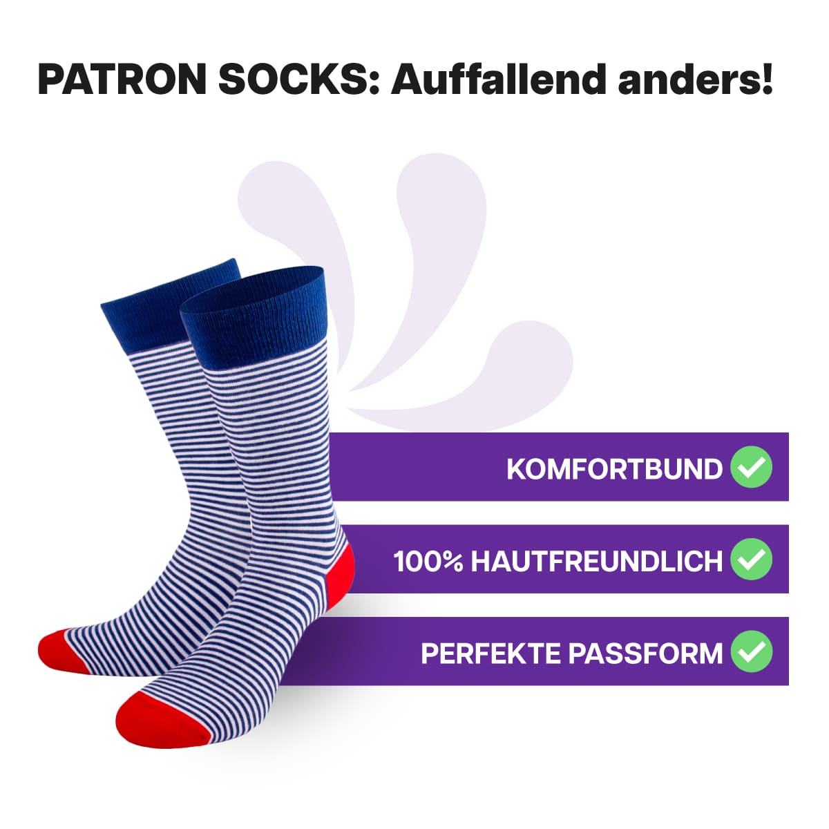 Hautfreundliche, dünne Streifen Socken von PATRON SOCKS mit Komfortbund. Sehr gute Passform!