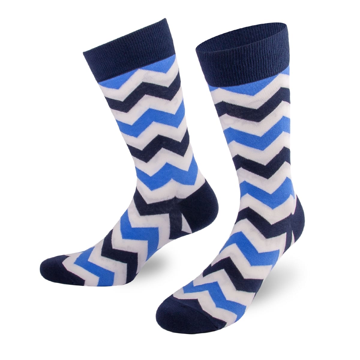 Auffallende blaue Socken mit Zickzack Muster von PATRON SOCKS