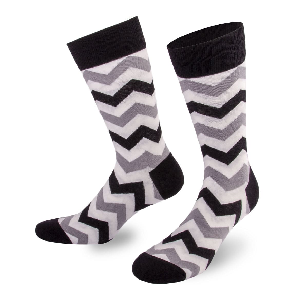 Ausgefallene schwarze Socken mit Zickzack Muster von PATRON SOCKS
