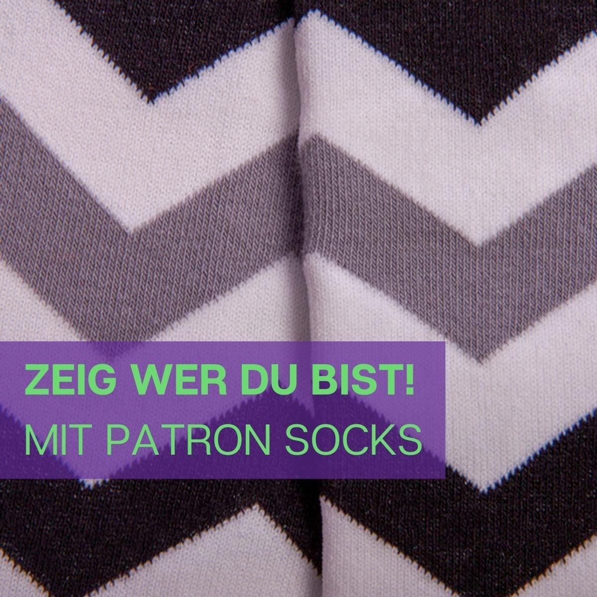 Nahaufnahme des großartigen Designs der schwarzen Zickzack Socken von PATRON SOCKS
