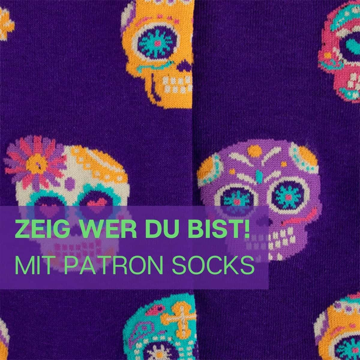 Nahaufnahme des mexikanischen Designs der Totenkopf Socken von PATRON SOCKS