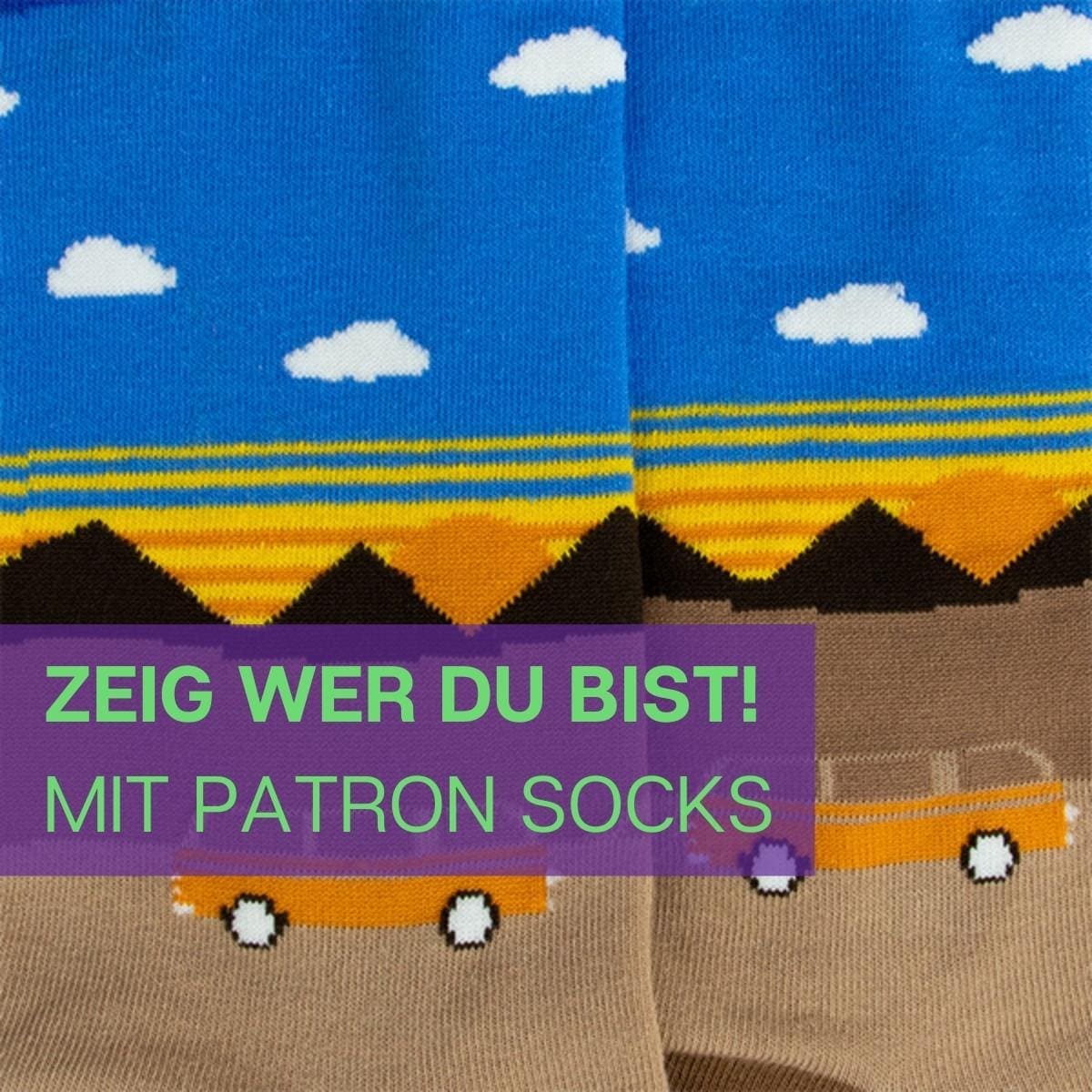 Nahaufnahme des stylischen Designs der Bulli Socken von PATRON SOCKS
