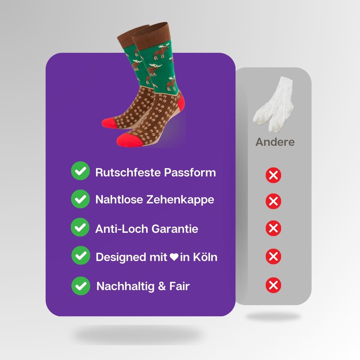 Vergleich der Hirsch Socken von PATRON SOCKS mit Socken anderer Marken
