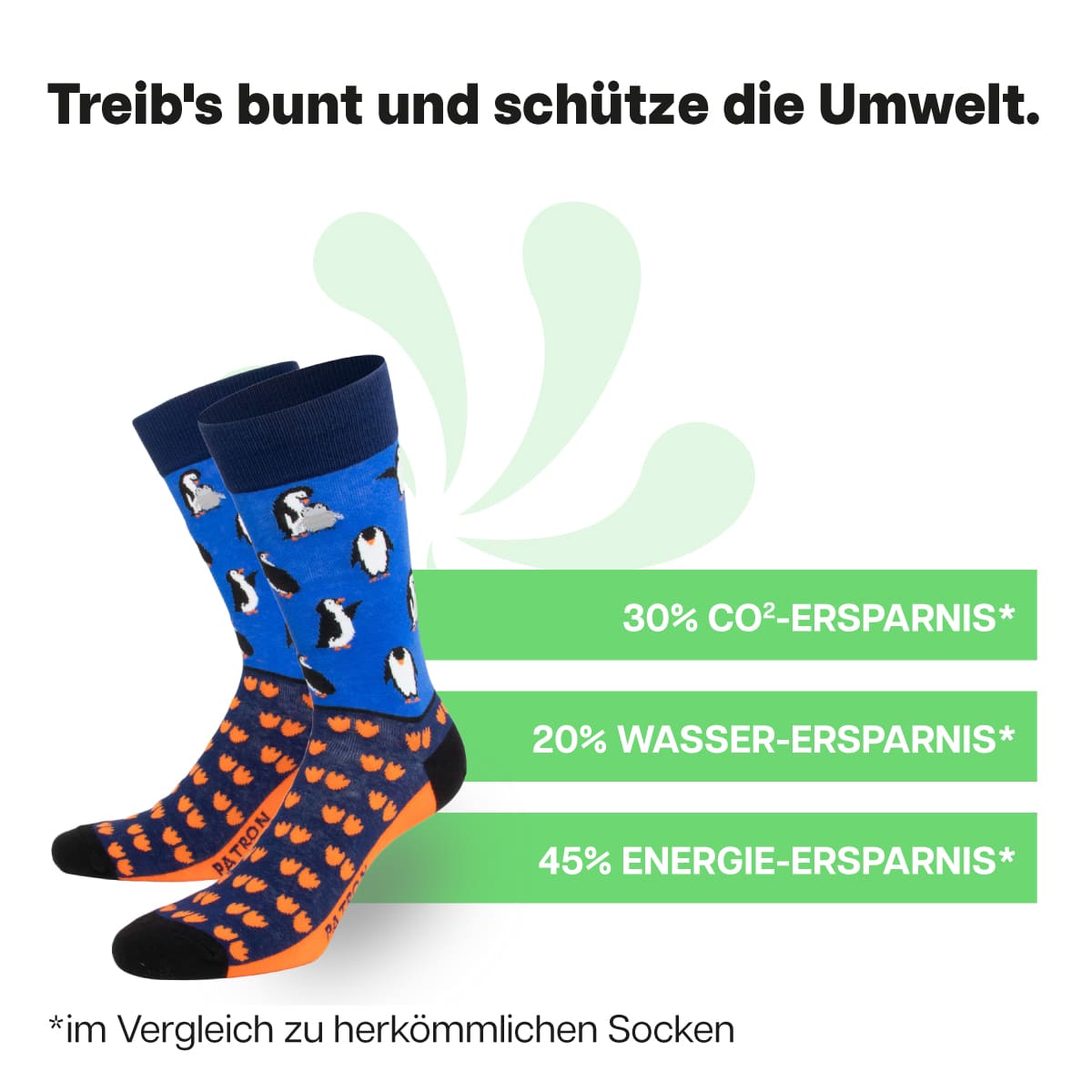 Nachhaltige blaue Pinguin Socken von PATRON SOCKS