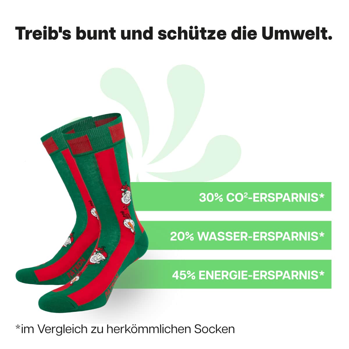 Nachhaltige rot-grüne Socken von PATRON SOCKS