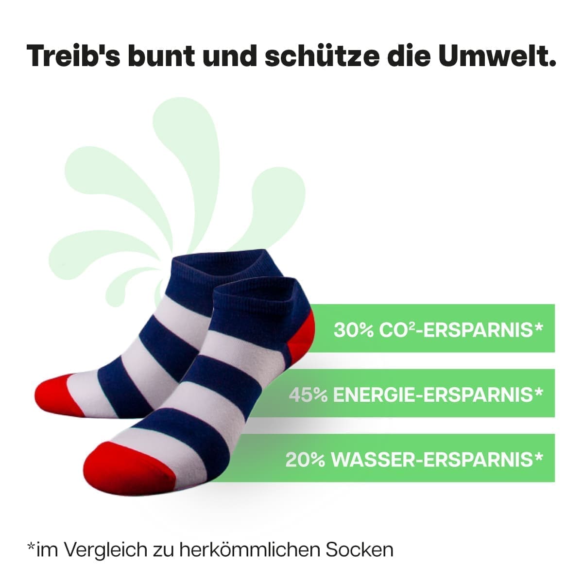 Nachhaltige blau weiß gestreifte Sneaker Socken von PATRON SOCKS