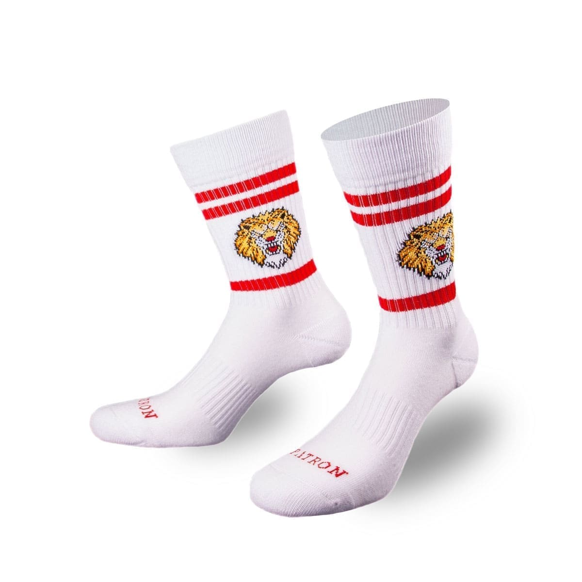 Atmungsaktive weiße Löwen Tennissocken von PATRON SOCKS