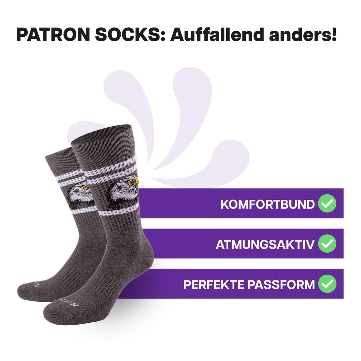 Multifunktionale
graue Falken Tennissocken von PATRON SOCKS 
