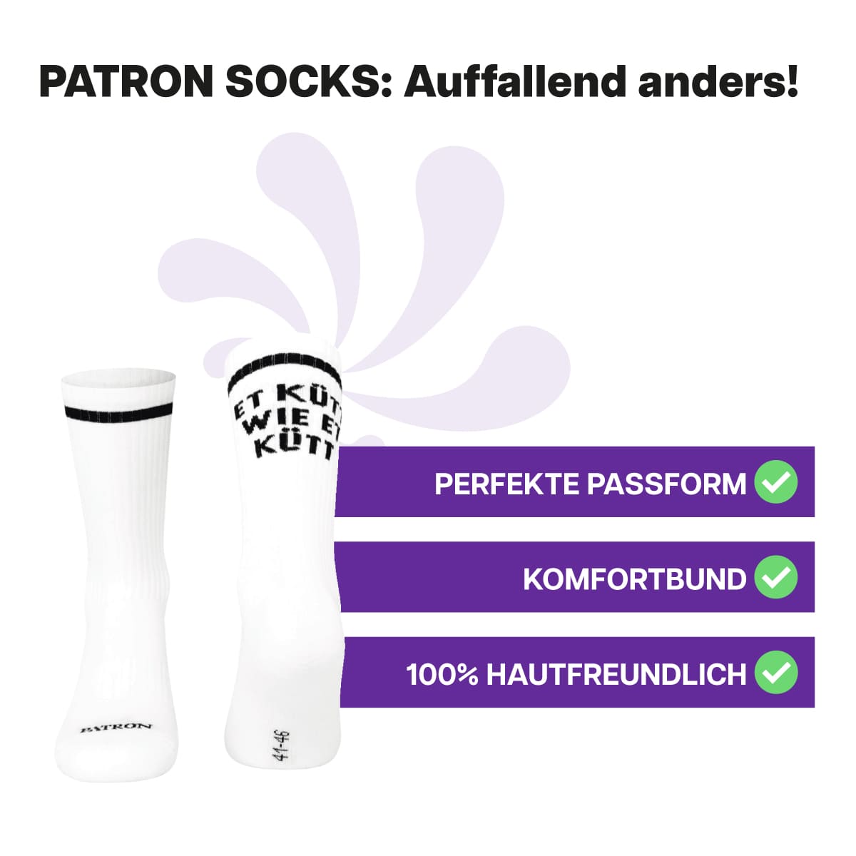 Hautfreundliche, weiße Et kütt Sportsocken von PATRON SOCKS mit Komfortbund. Perfekte Passform!