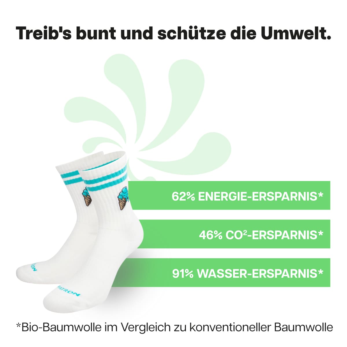 Nachhaltige halbhohe weiße Sportsocken von PATRON SOCKS

