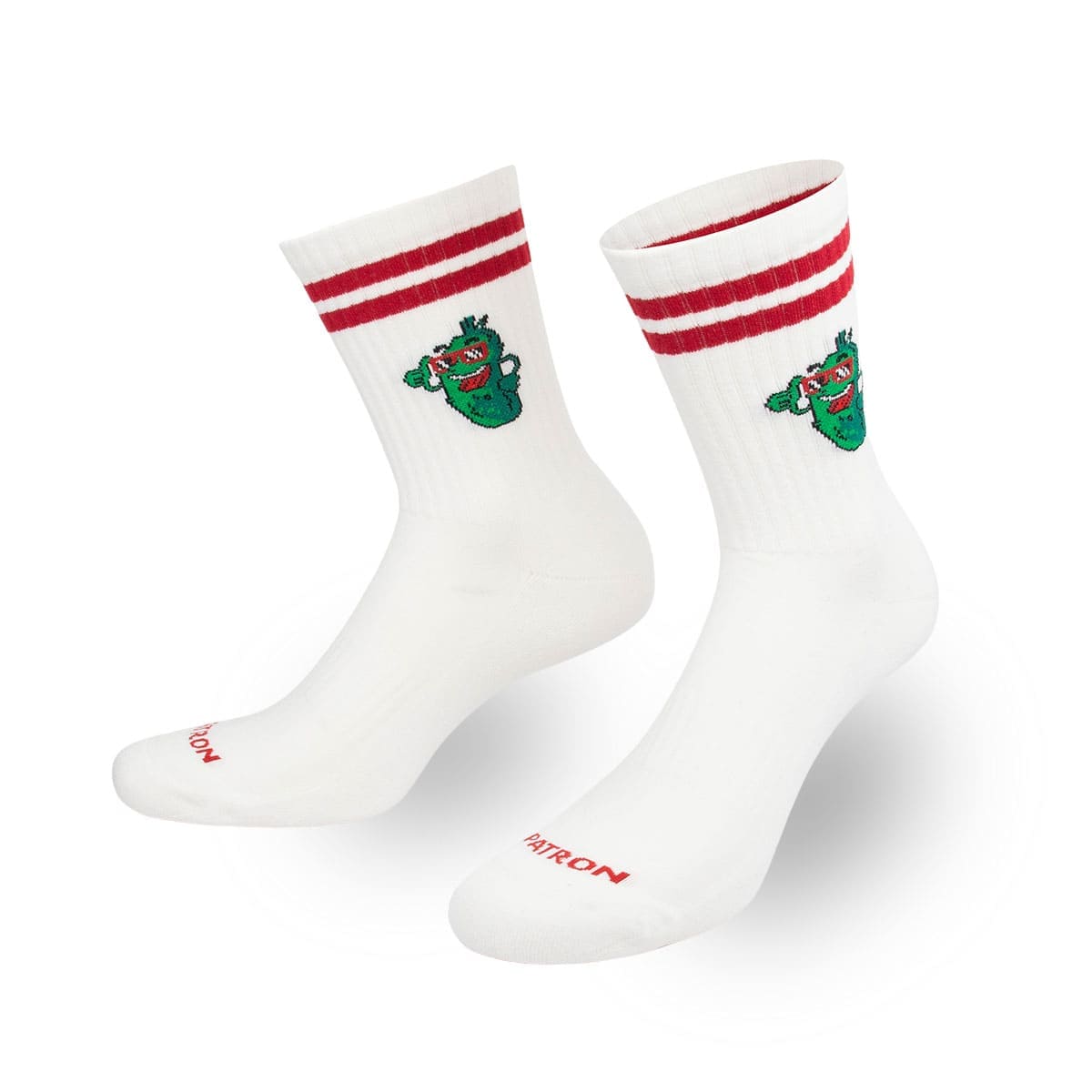 Schweißabsorbierende halbhohe weiße Sportsocken mit lustigem Gurken Motiv  von PATRON SOCKS
