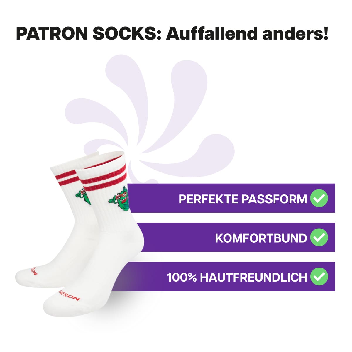 Hautfreundliche, halbhohe Sportsocken mit Gurken Motiv von PATRON SOCKS
