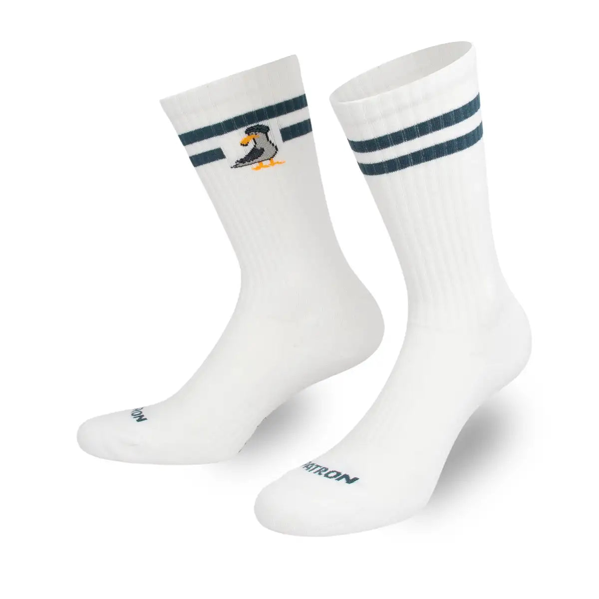 Atmungsaktive weiße Sportsocken mit Möwen Motiv von PATRON SOCKS